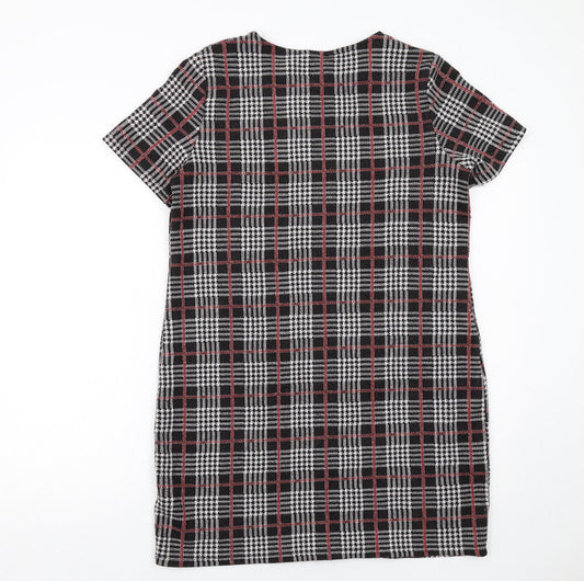 New Look Womens Black Geometric Polyester A-Line Size 12 Round Neck Pullover