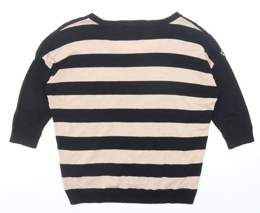 Great plains Womens Black Boat Neck Geometric Modal Pullover Jumper Size M