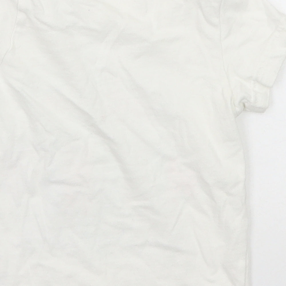 M&Co Boys White Cotton Pullover T-Shirt Size 2-3 Years Crew Neck Button - Mischief