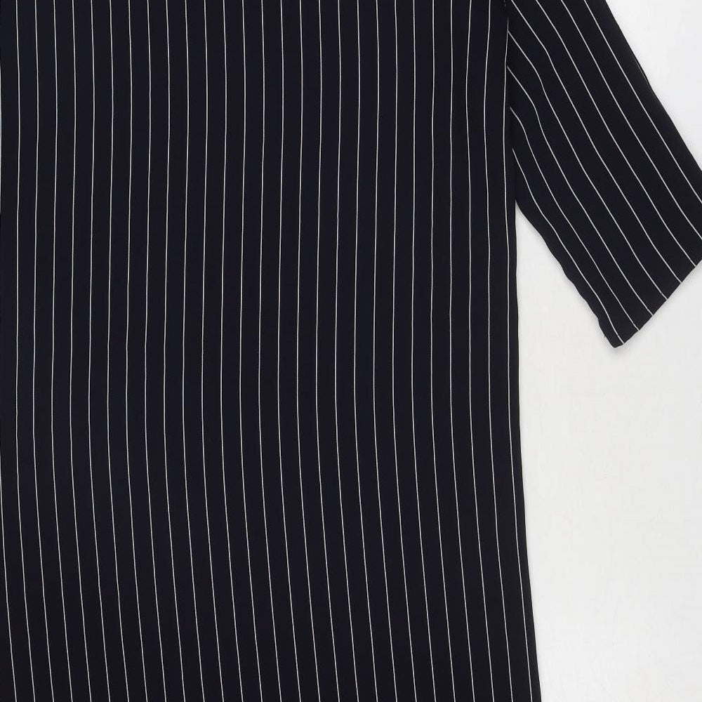 NEXT Womens Blue Striped Polyester Shirt Dress Size 10 Round Neck Button