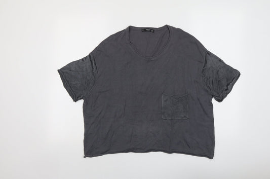 Womens UK Size S Mango Grey Cropped T-Shirt