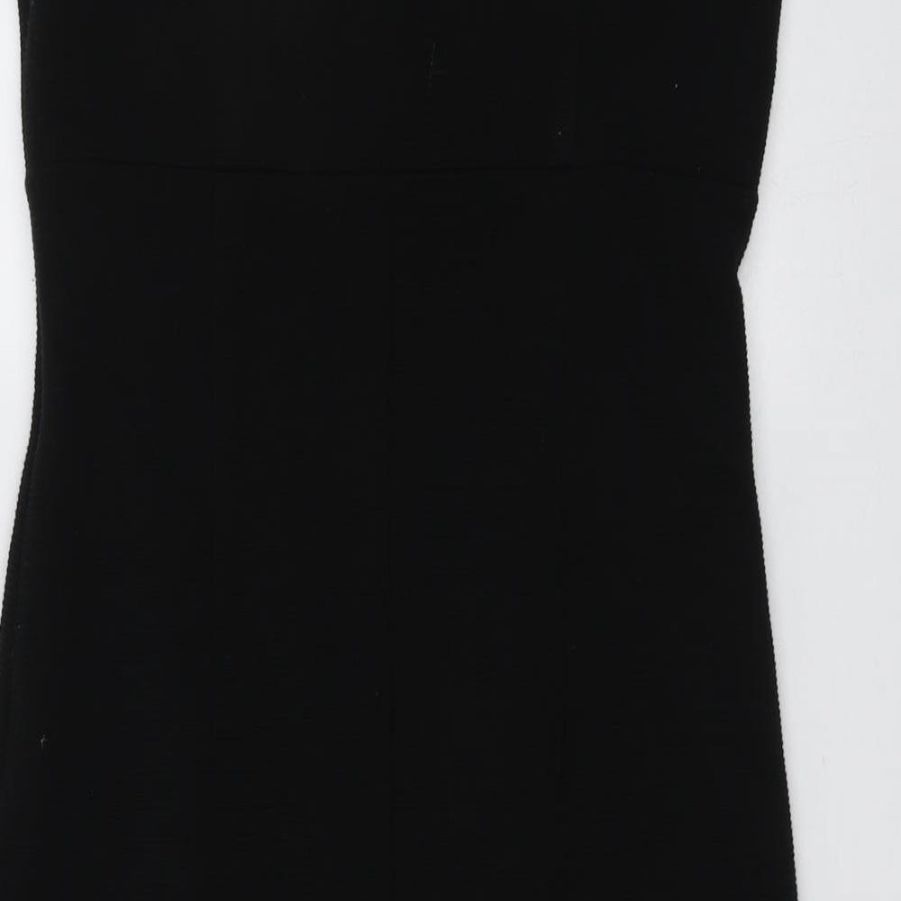 Alex&Co Womens Black Acrylic A-Line Size 12 V-Neck Zip