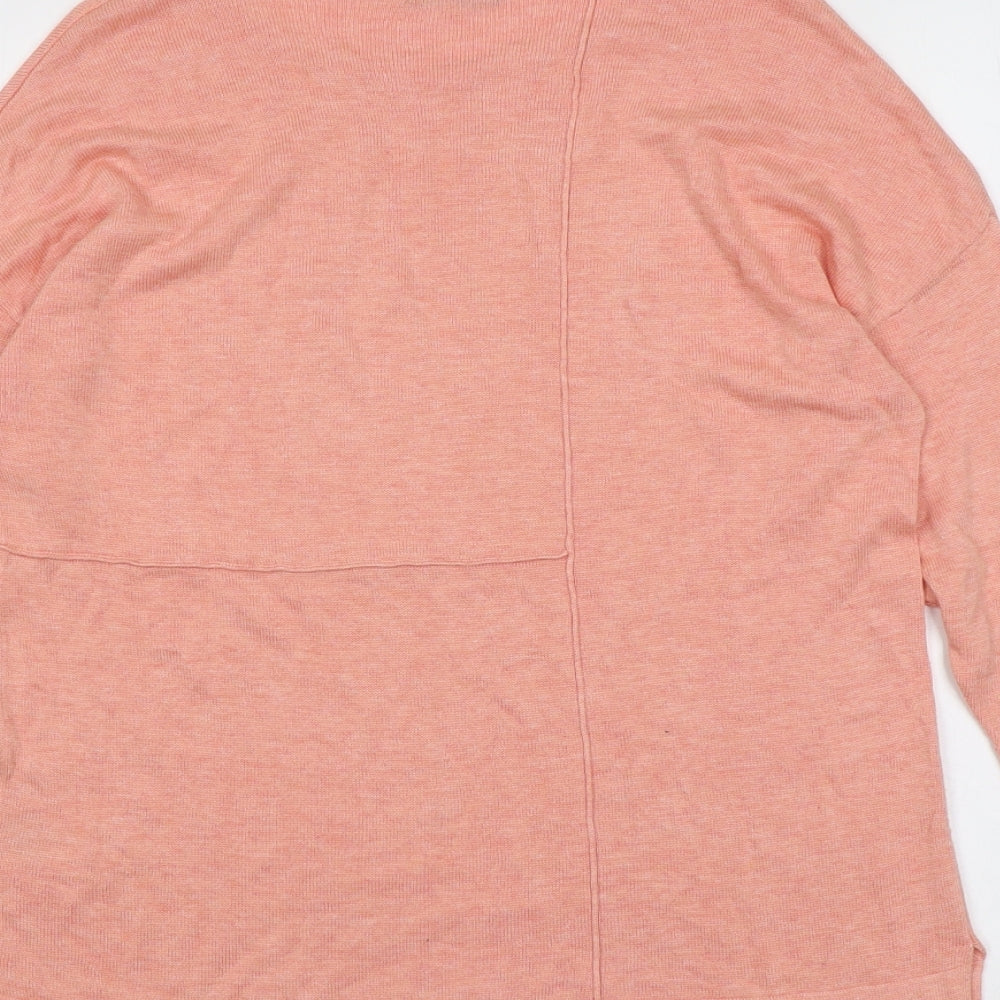 Viza Viz Womens Orange Round Neck Viscose Pullover Jumper Size S