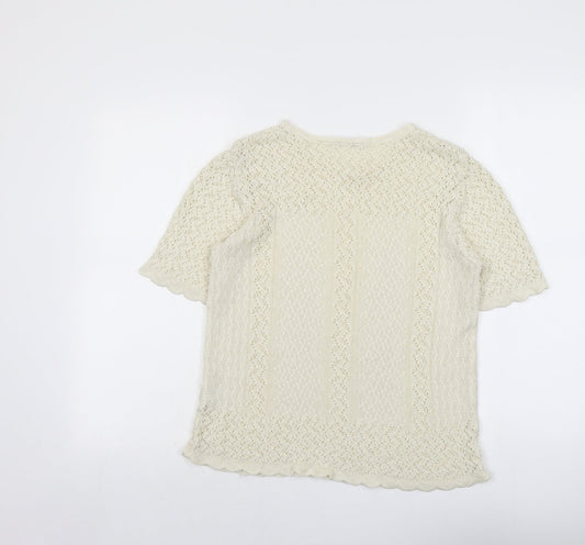Berkertex Womens Beige Round Neck Acrylic Pullover Jumper Size 14