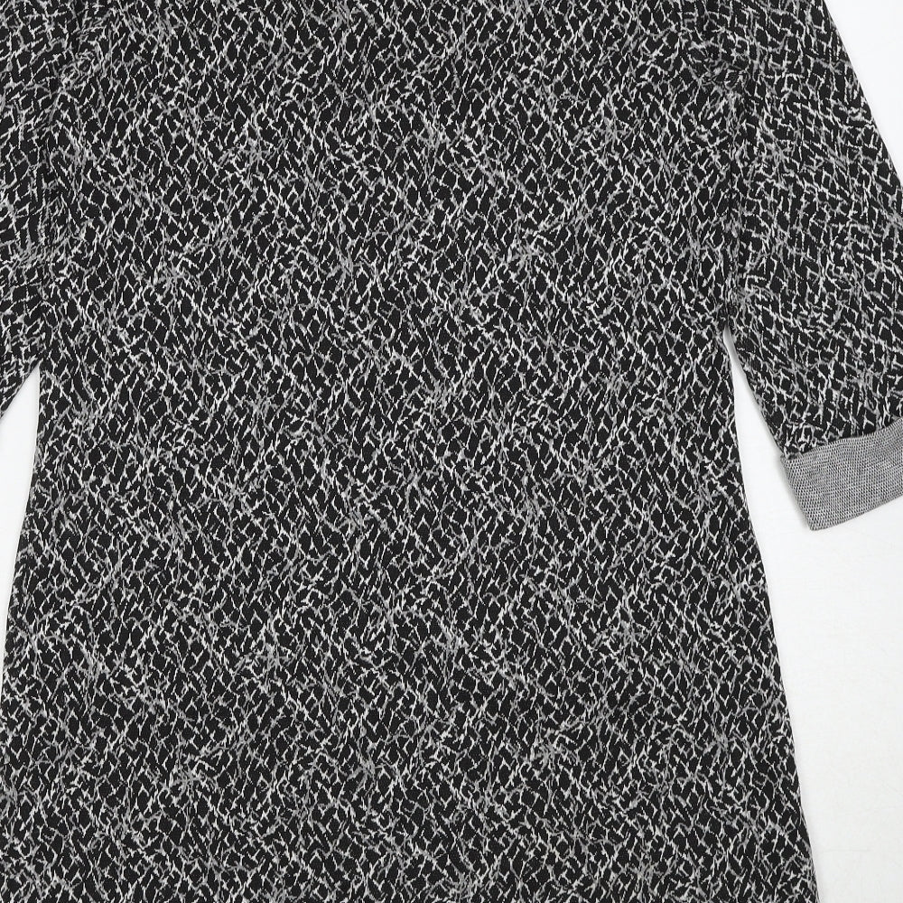 Great Plains London Womens Black Geometric Viscose A-Line Size M Round Neck Pullover