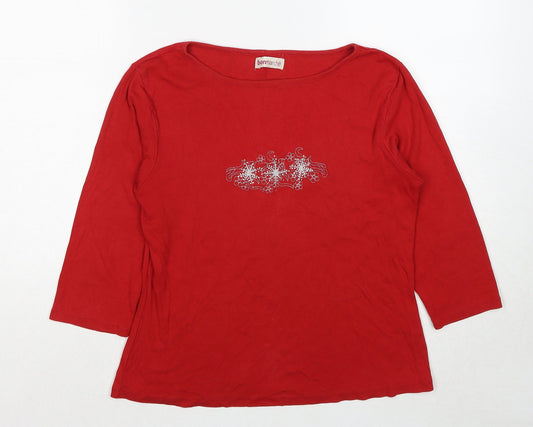 Womens UK Size M Bonmarché Red Basic Blouse