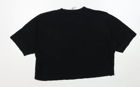 COLLUSION Womens Black Cotton Basic T-Shirt Size 12 Crew Neck