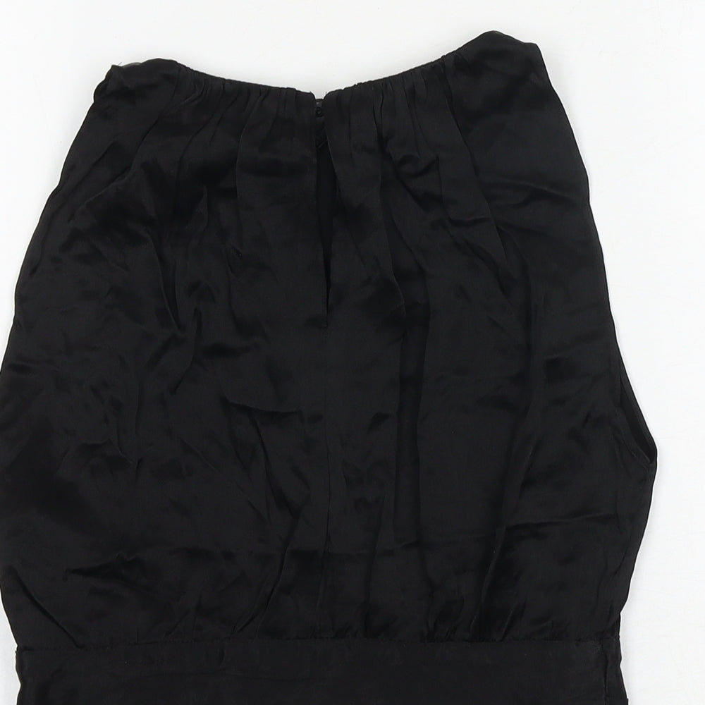 Womens UK Size XS Zara Black Cropped Blouse