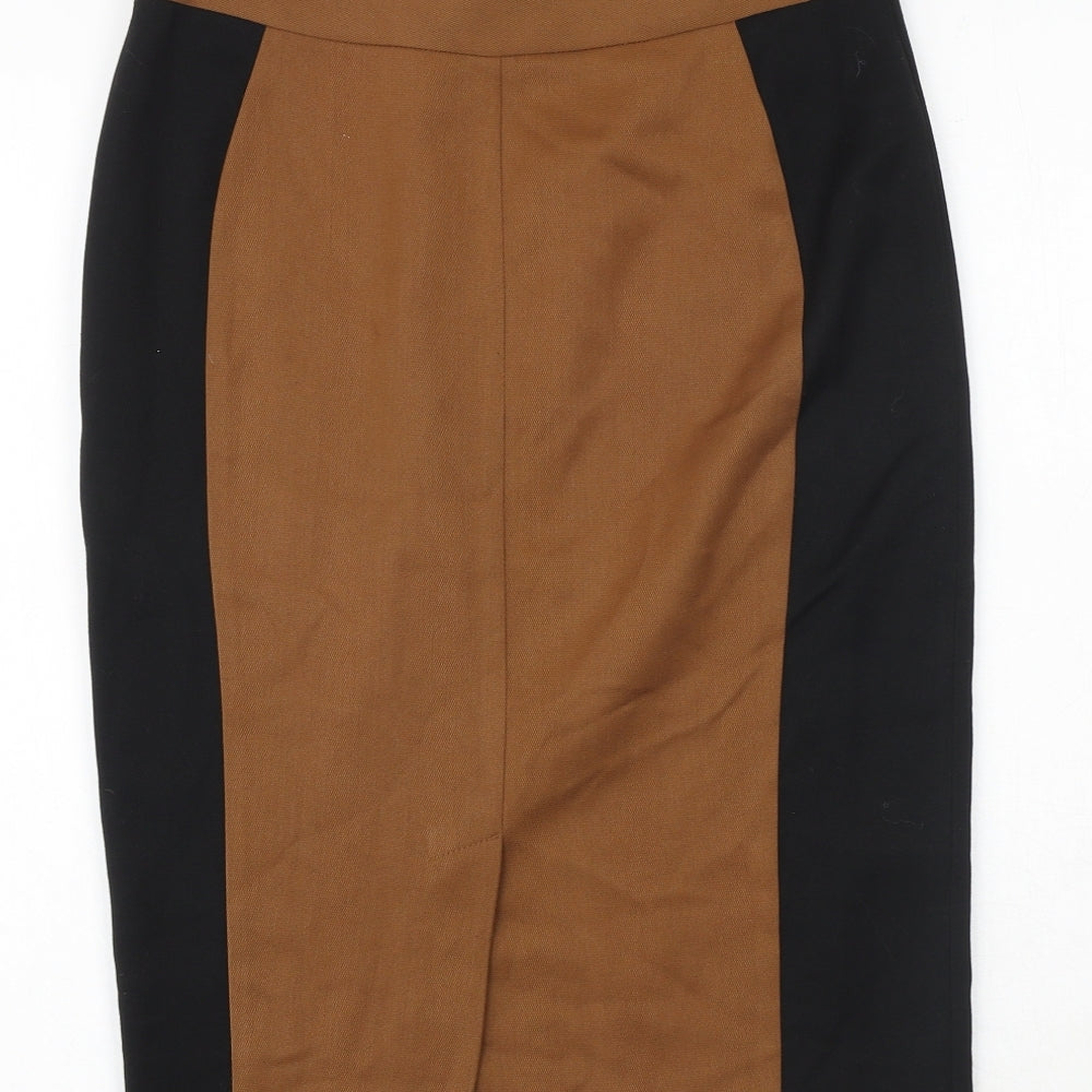 NEXT Womens Brown Polyester A-Line Skirt Size 8 Zip