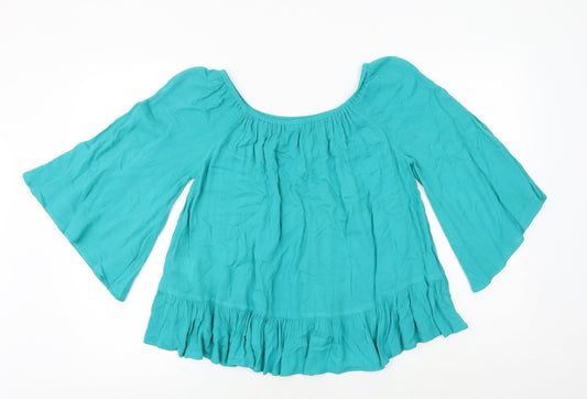 Womens UK Size 12 South Green Basic Blouse