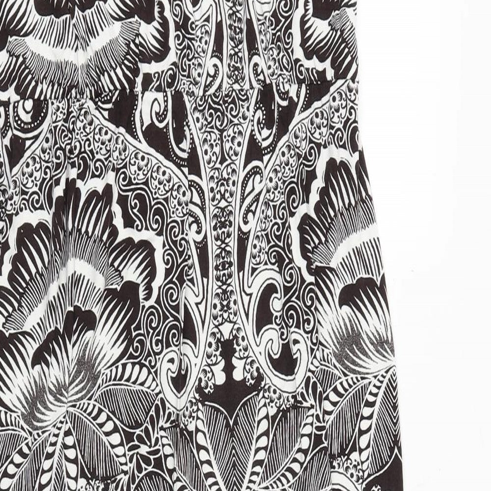 NEXT Womens Black Geometric Viscose A-Line Size 10 Off the Shoulder Pullover