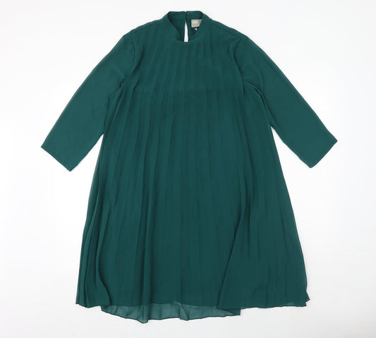 ASOS Womens Green Polyester Trapeze & Swing Size 8 Round Neck Button