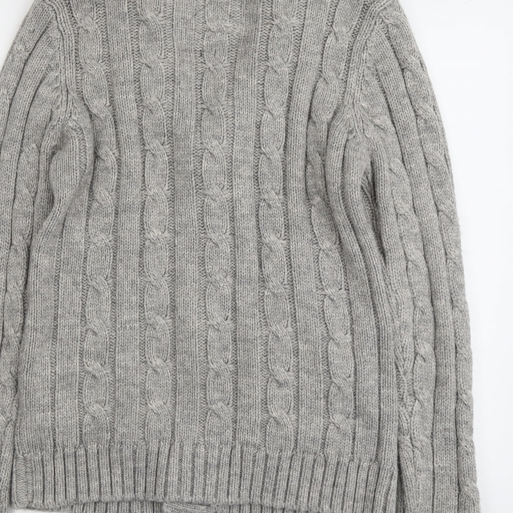 Crafted Womens Grey Collared Acrylic Cardigan Jumper Size S