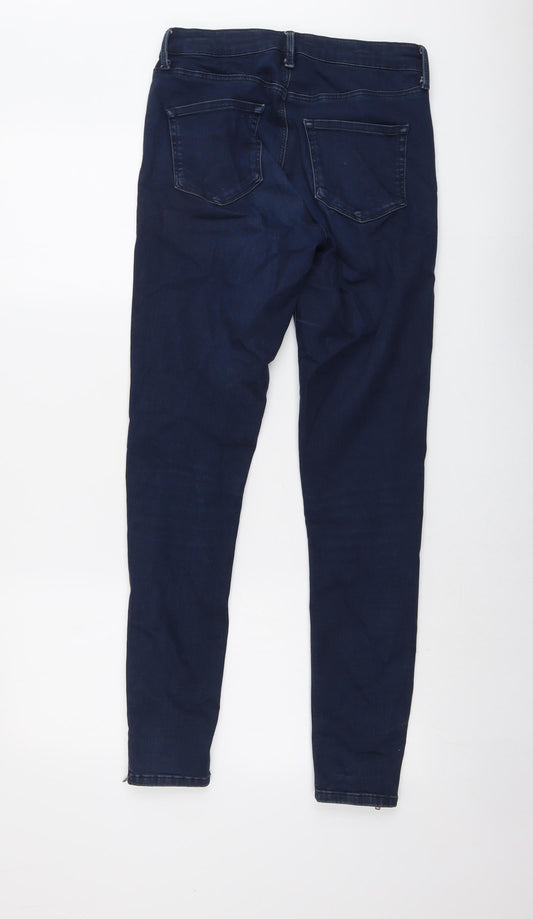 Topshop Womens Blue Cotton Skinny Jeans Size 28 in L29 in Regular Button