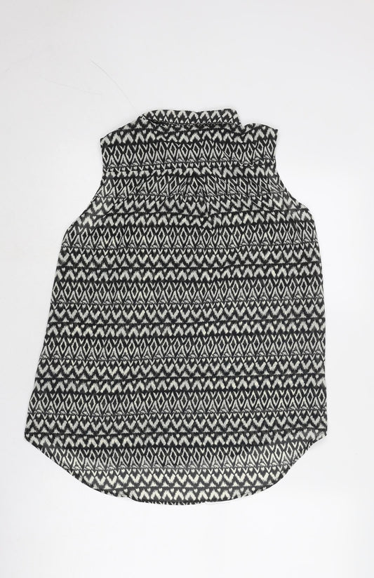 Womens UK Size 8 H&M Black Basic Button-Up