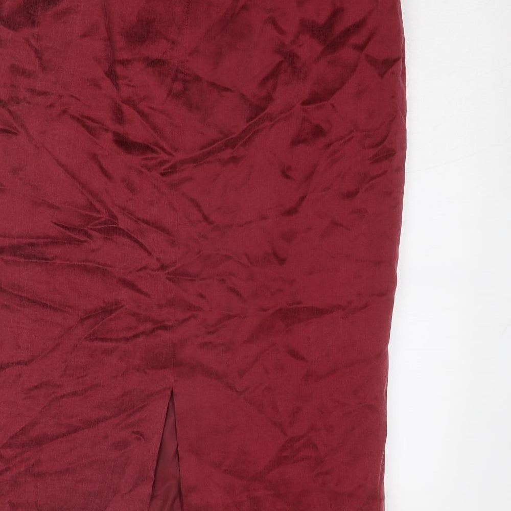 Country Casuals Womens Red Cupro Straight & Pencil Skirt Size 10 Zip
