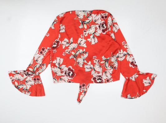 Womens UK Size 10 Missguided Red Basic Blouse