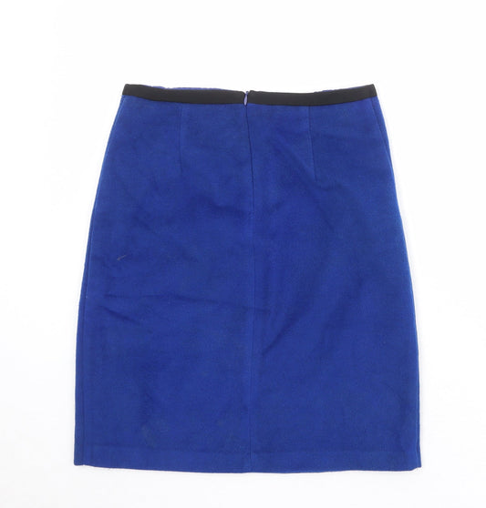 Marks and Spencer Womens Blue Polyester A-Line Skirt Size 30 in Zip