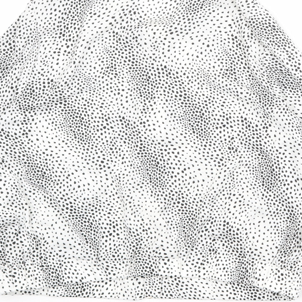 H&M Womens White Polka Dot Bomber Jacket Jacket Size 14 Zip