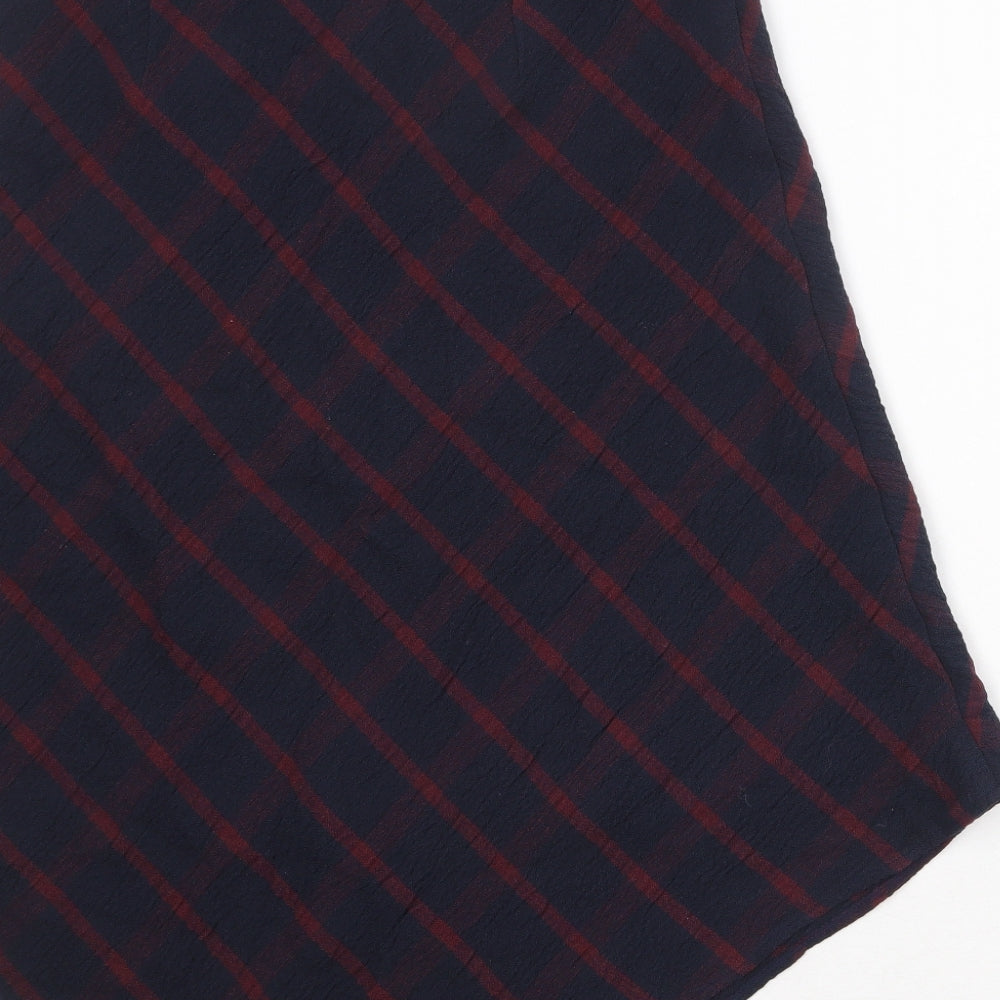 Mint Velvet Womens Black Check Polyester Swing Skirt Size 10 Zip