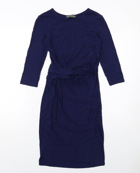 Blooming Marvellous Womens Blue Viscose Sheath Size 8 Boat Neck Pullover