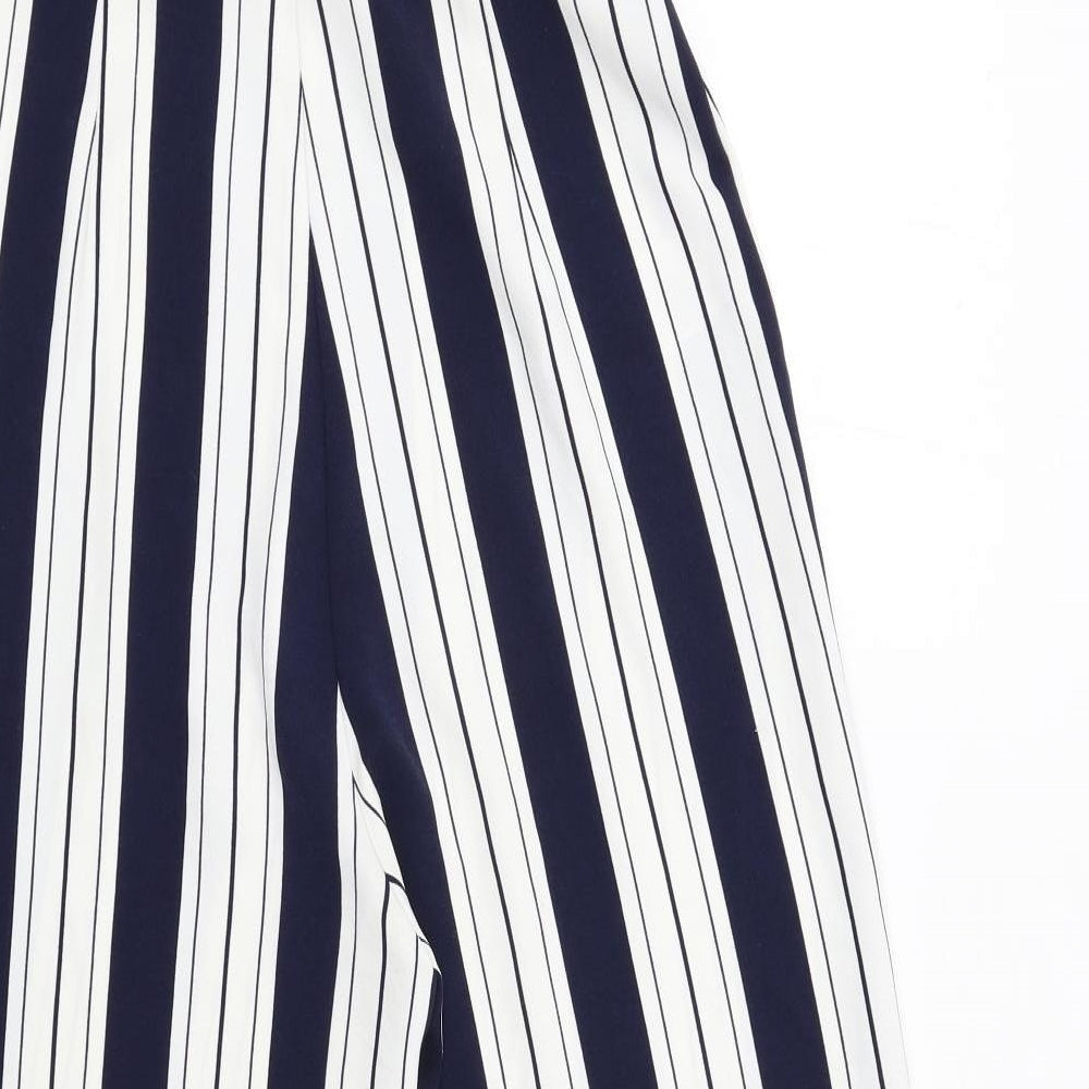 H&M Womens Blue Striped Polyester Jumpsuit One-Piece Size 10 Zip