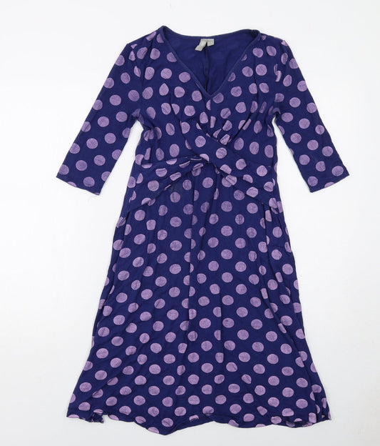 ASOS Womens Purple Polka Dot Viscose Trapeze & Swing Size 10 V-Neck Pullover