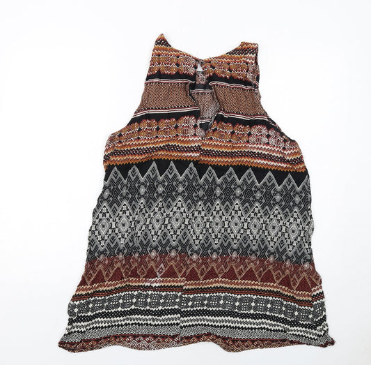 Glamorous Womens Multicoloured Geometric Viscose Basic Tank Size L Round Neck