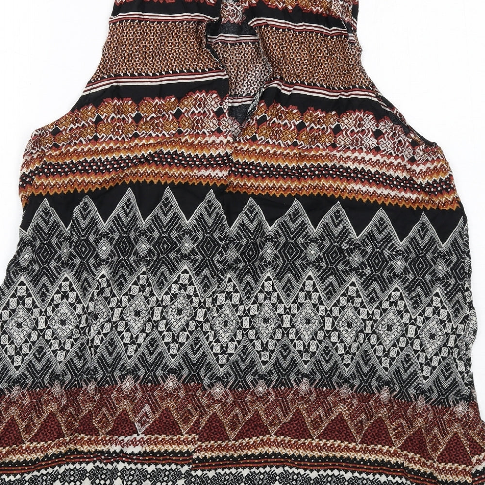 Glamorous Womens Multicoloured Geometric Viscose Basic Tank Size L Round Neck