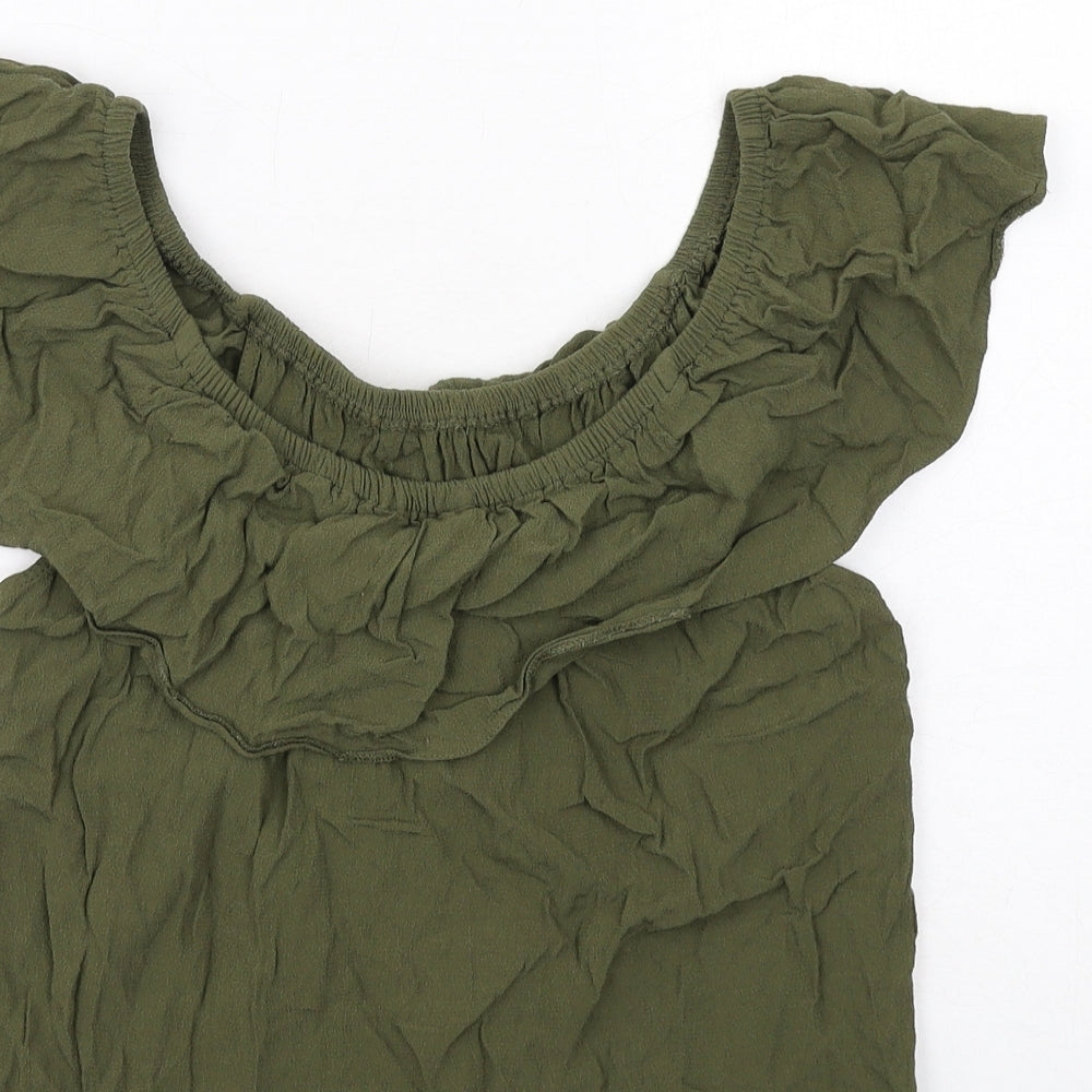 Miss Selfridge Womens Green Viscose Basic Blouse Size 10 Boat Neck