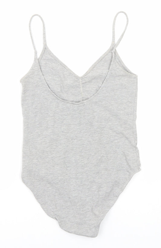 H&M Womens Grey Cotton Bodysuit One-Piece Size S Snap