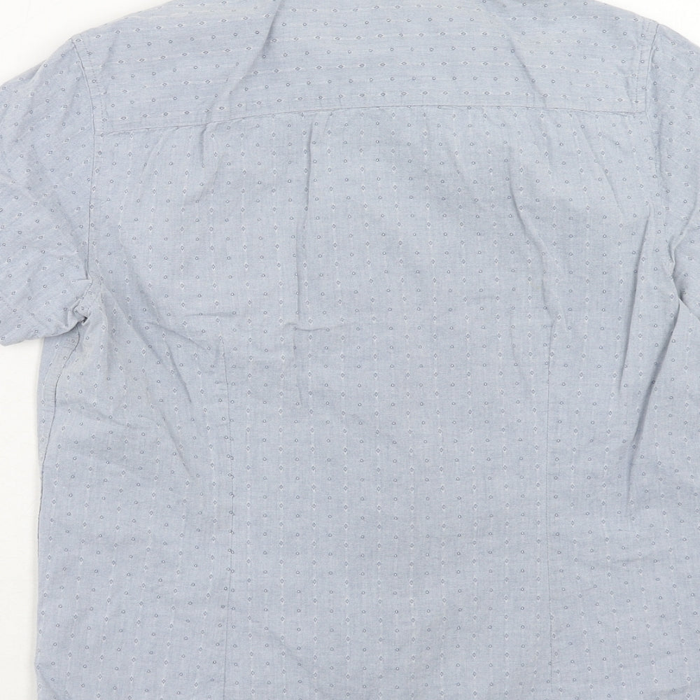 Mens UK Size M Burton Blue Button-Up Short Sleeve Casual Shirt