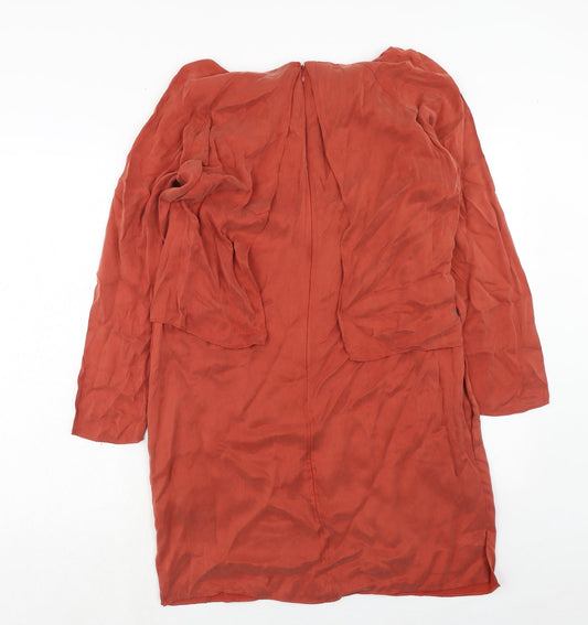 French Connection Womens Orange Cupro A-Line Size 12 Boat Neck Zip