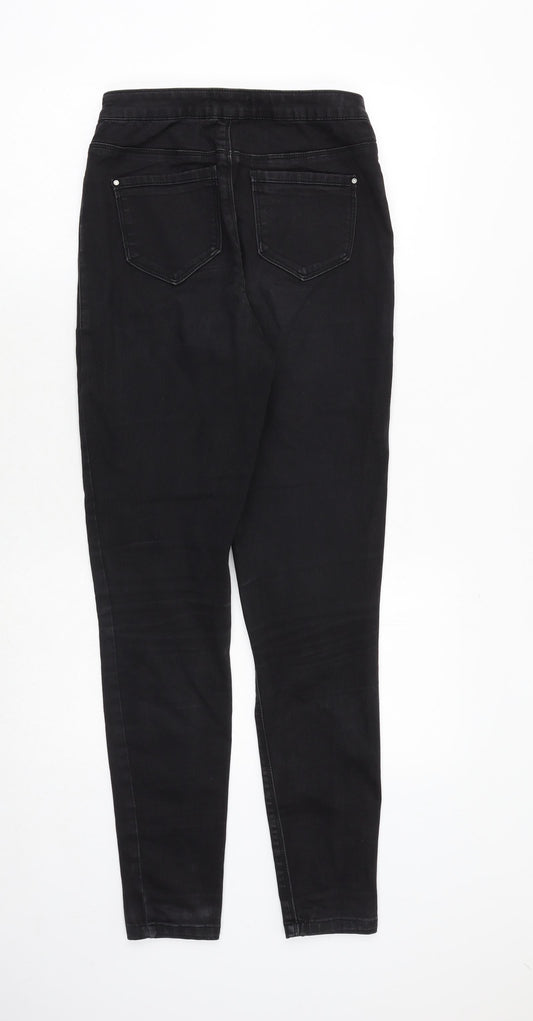 Missguided Womens Black Cotton Skinny Jeans Size 10 Regular Zip