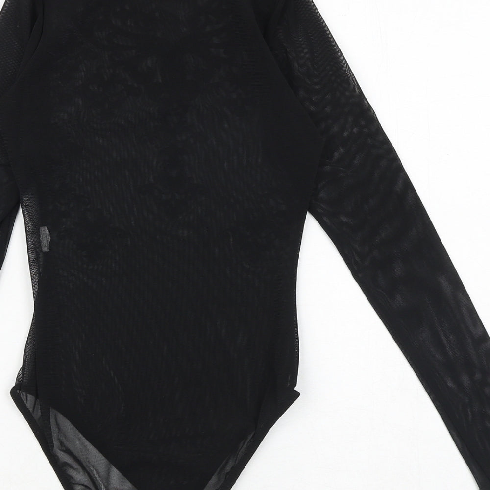 Boohoo Womens Black Polyester Bodysuit One-Piece Size 6 Snap