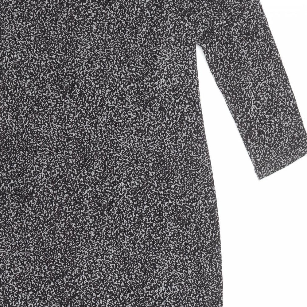 Oasis Womens Black Animal Print Viscose Sheath Size M Boat Neck Pullover