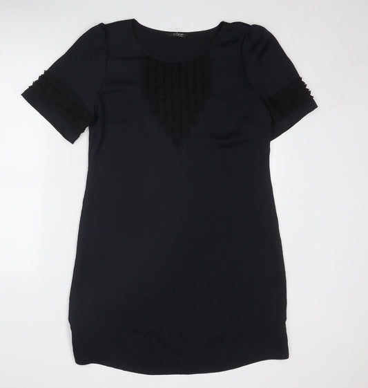 Additional front view of Autograph women’s black polyester a-line, size UK 14, round neck zip