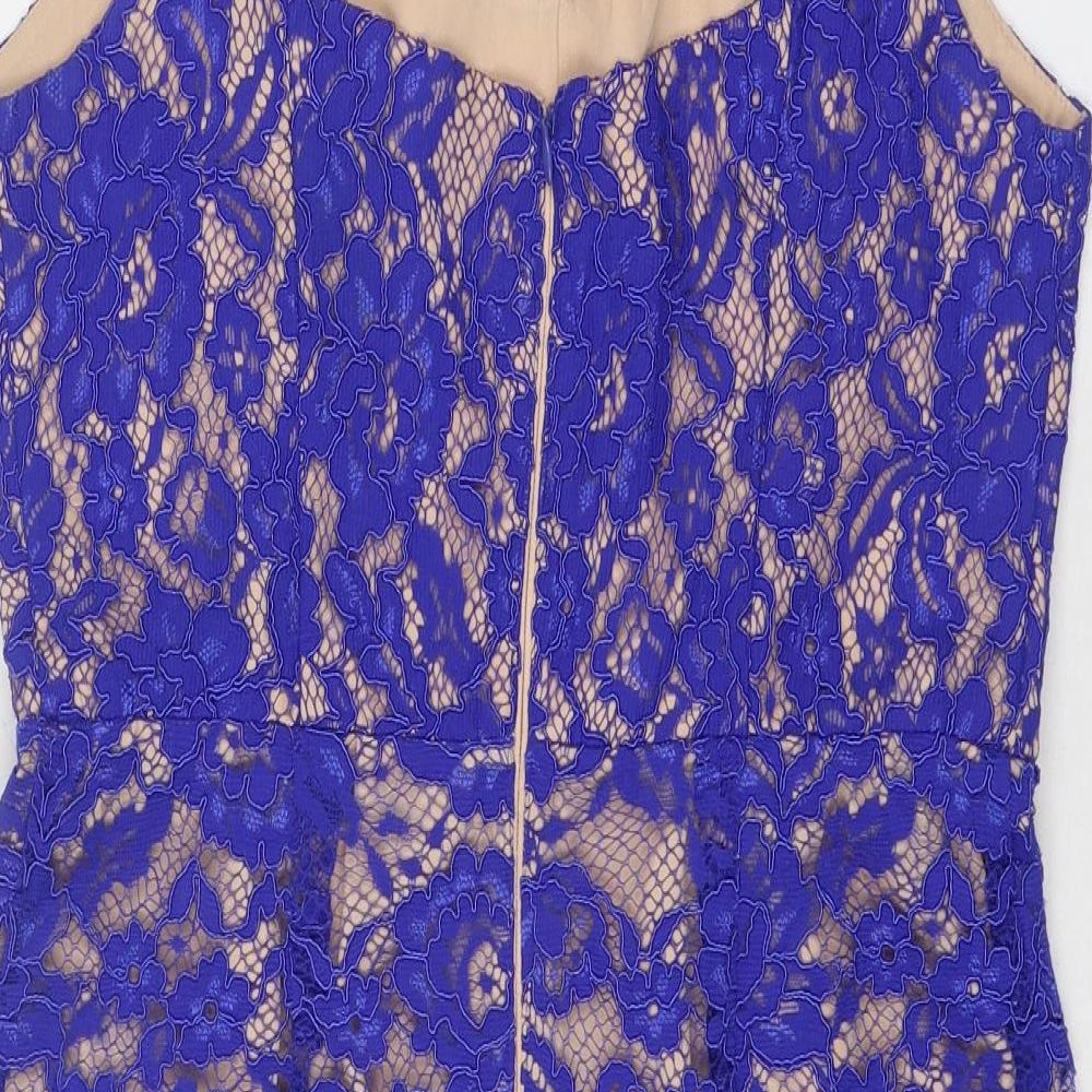 Oasis Womens Blue Polyamide Shift Size 14 V-Neck Zip