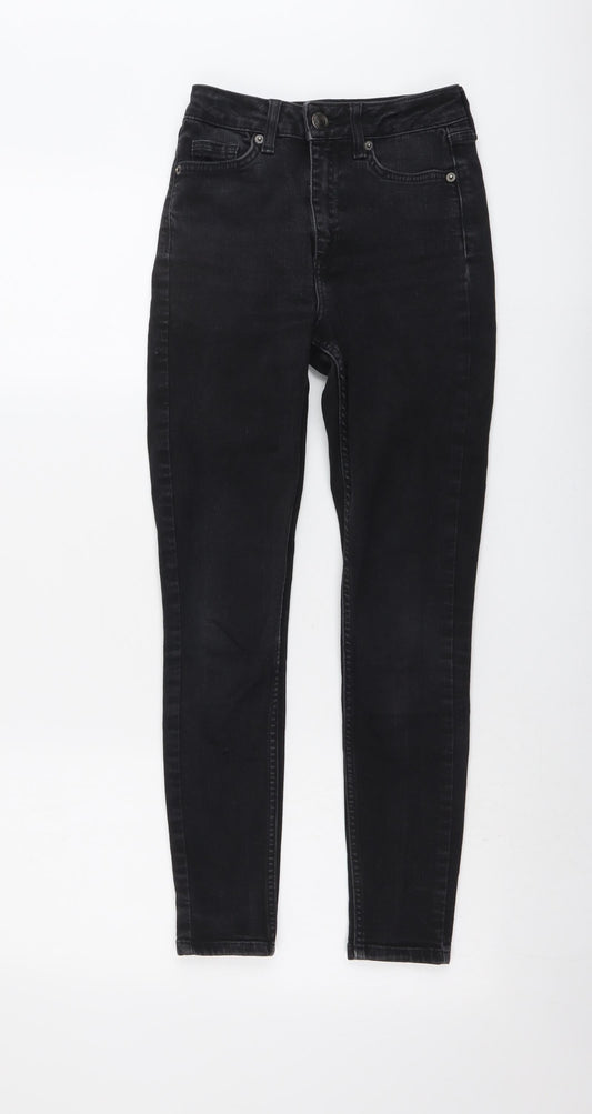 Additional front view of BDG women’s black cotton skinny jeans, size UK 24, in, 26-inch leg regular button