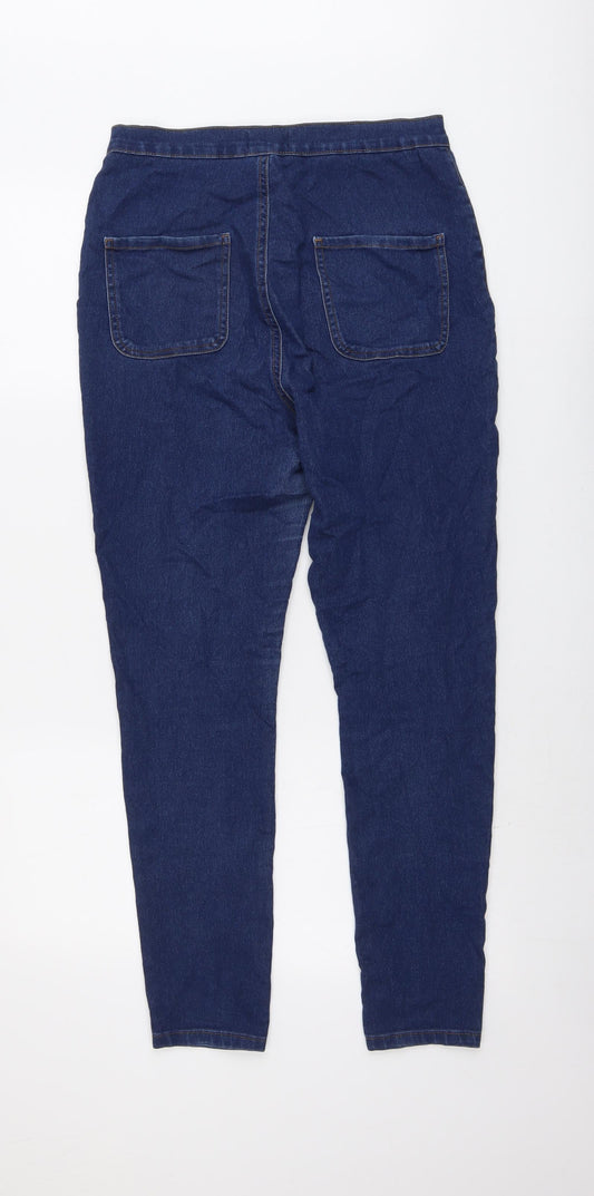 PRETTYLITTLETHING Womens Blue Cotton Skinny Jeans Size 12 L28 in Regular Button