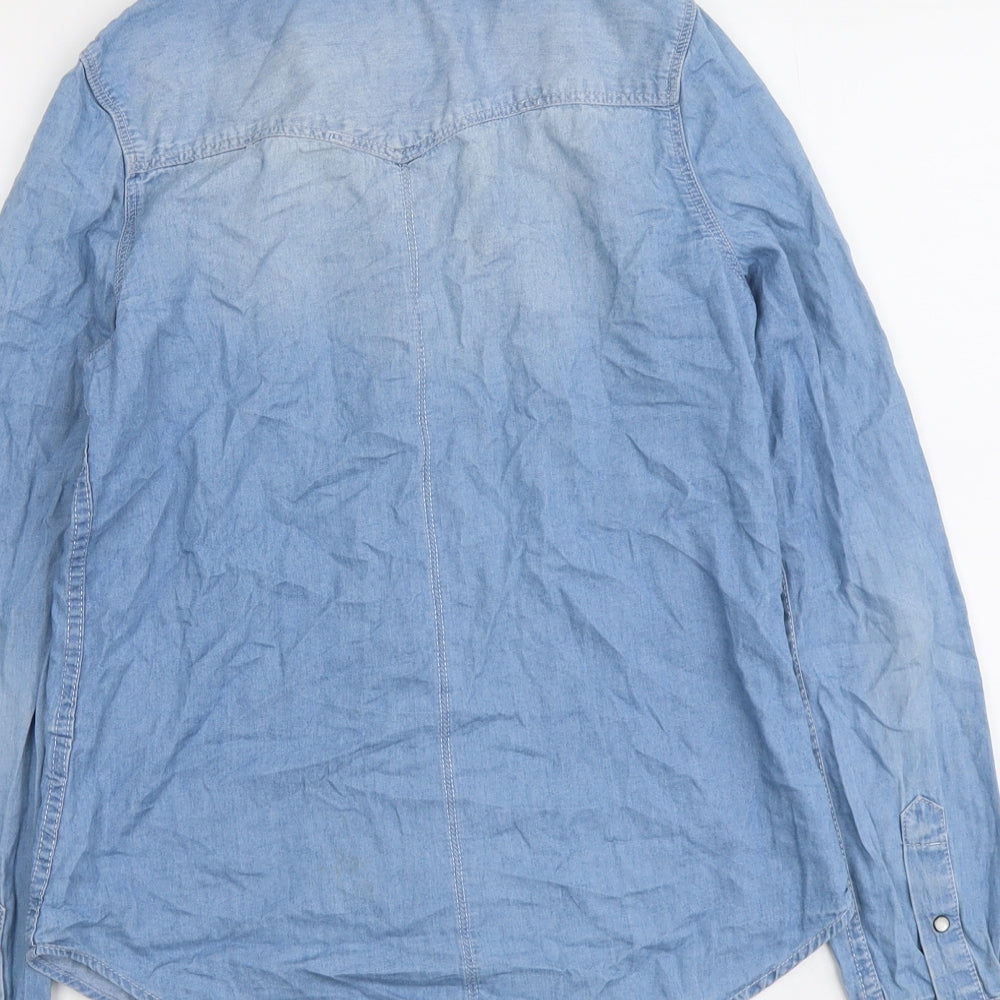 Womens UK Size 6 Clockhouse Blue Basic Button-Up