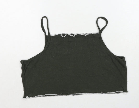 Select Womens Green Viscose Cropped Tank Size 8 Square Neck - Babygirl