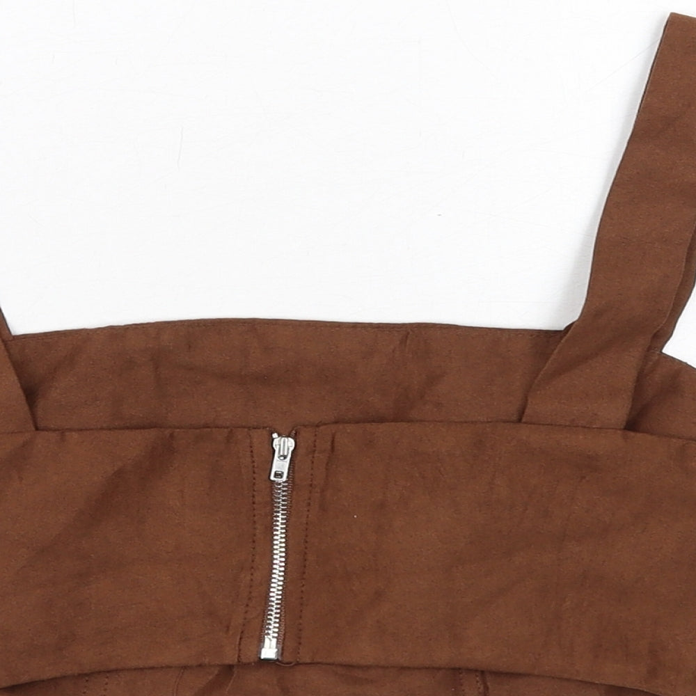 Womens UK Size 6 PRETTYLITTLETHING Brown Cropped Tank