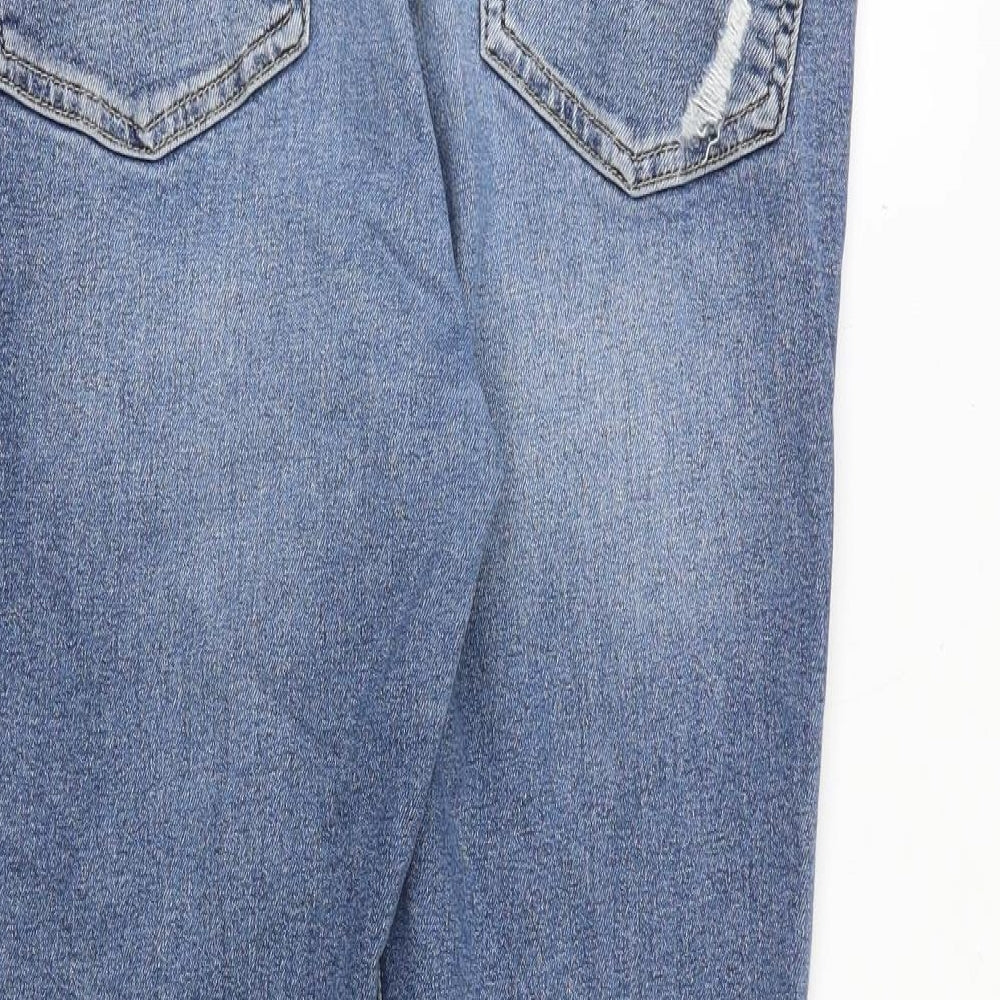 Topshop Womens Blue Cotton Tapered Jeans Size 32 in Regular Zip