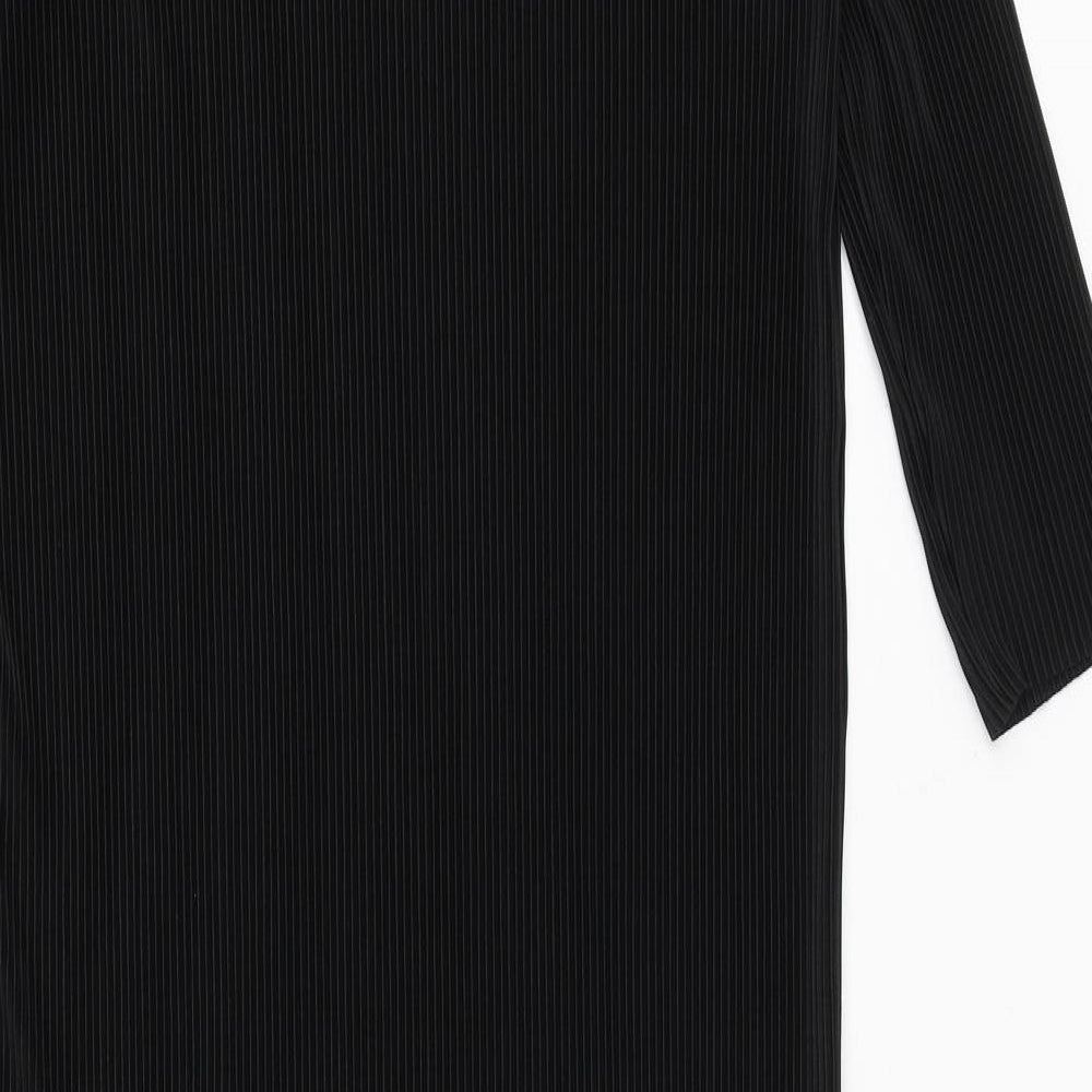 Marks and Spencer Womens Black Polyester Sheath Size 10 Boat Neck Pullover - Ribbed