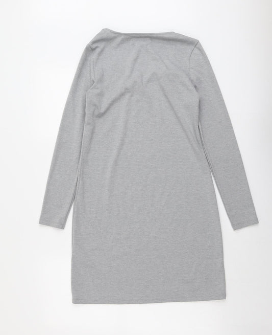 Amisu Womens Grey Polyester A-Line Size 6 V-Neck Pullover