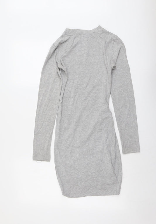Missguided Womens Grey Polyester Jumper Dress Size 6 Round Neck Pullover