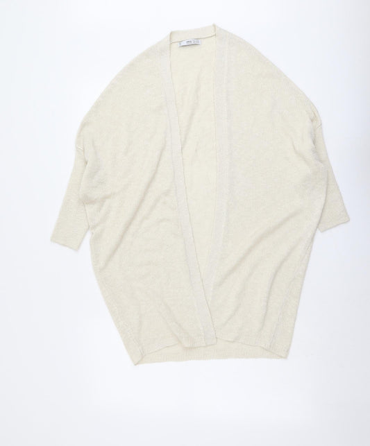 Womens UK Size XS Mango Beige Cardigan Jumper