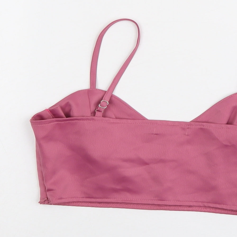 Nasty Gal Womens Pink Polyester Cropped Tank Size 8 Sweetheart