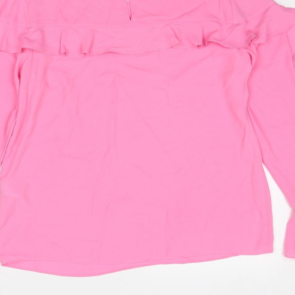 Womens UK Size 10 Warehouse Pink Basic Blouse